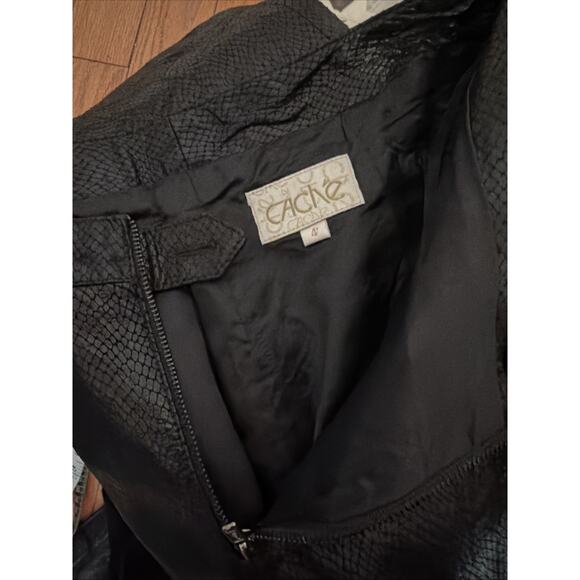 VTG Cache Y2K Black Leather Pants Snake Texture Size 4 Straight Leg Zipper Front - Picture 5 of 7